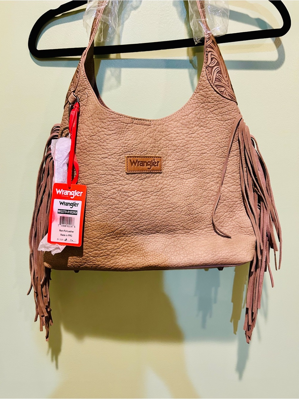 Wrangler Blush Taupe Fringe Shoulder Bag